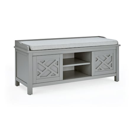 Alaterre Furniture Coventry 45"W Wood Storage Bench with Cushion, Gray ANCT0540